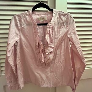 LOFT Light Pink Ruffle Front Blouse